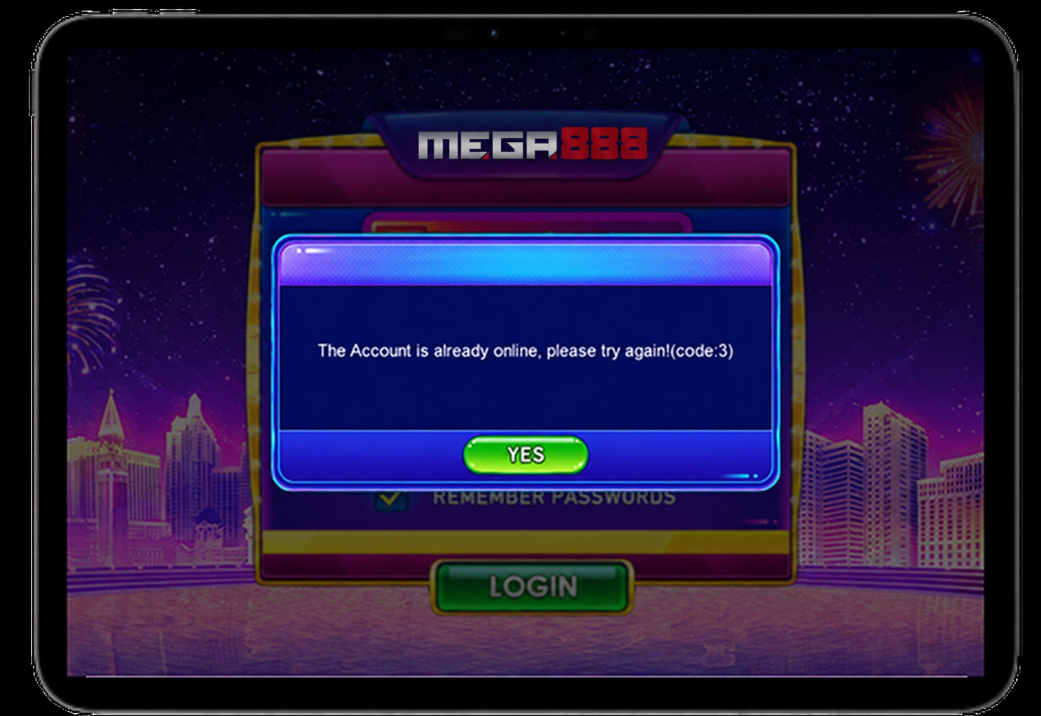 MEGA888 App Code: 3 Error