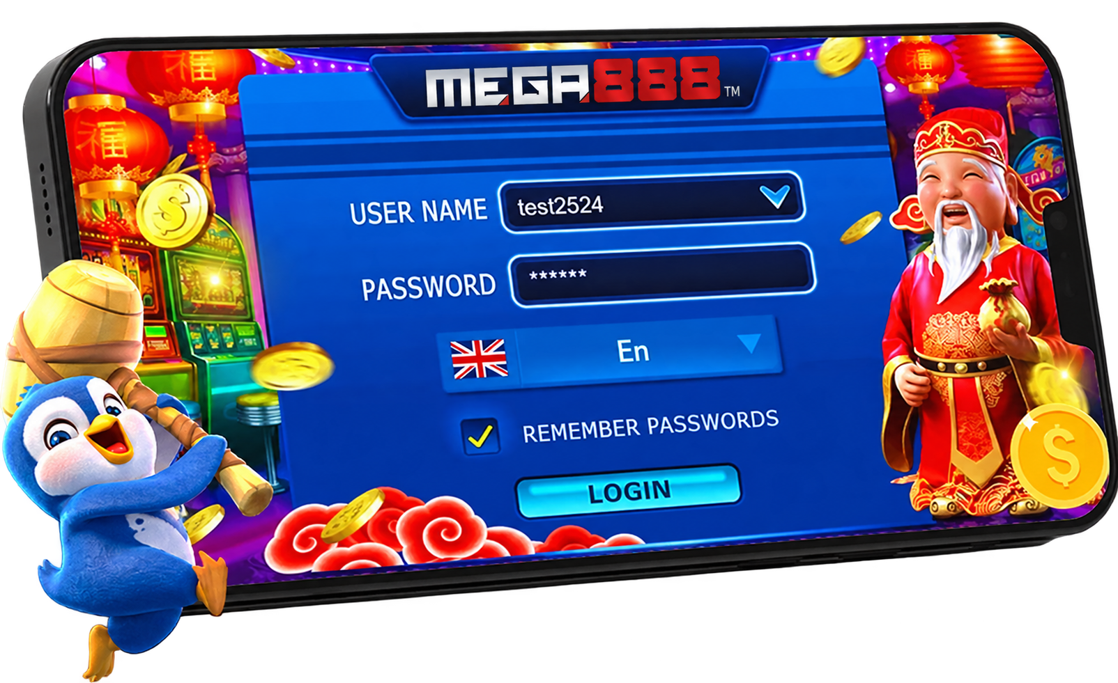 Play With TEST ID on the MEGA888 App