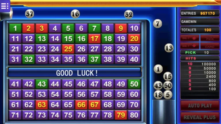 Super Keno MEGA888 Main Screen