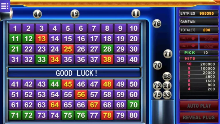 Super Keno MEGA888 gameplay screen part 2